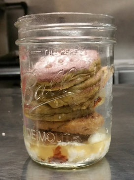 Breakfast in a Mason Jar - turkey sausage, egg & gluten-free pancakes